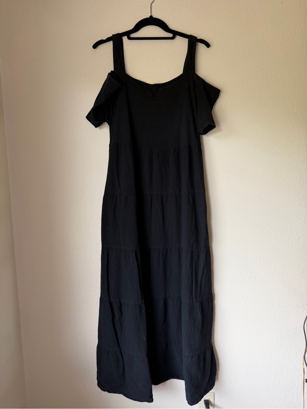 Vintage Drawstrings of Malibu Tiered Cotton Maxi Dress, Size 2X